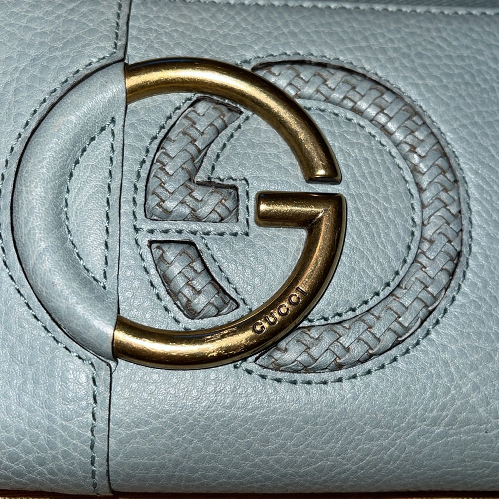 Gucci preloved wallet teal color excellent condition zipper - Picture 3 of 7